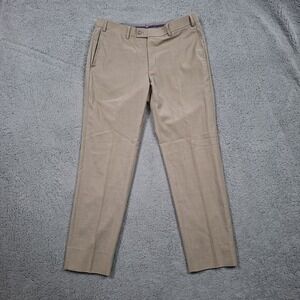 Hiltl Pants Men 34x30 Brown Vitale Barberis Canonico Wool Pick Stitch Dress Pant